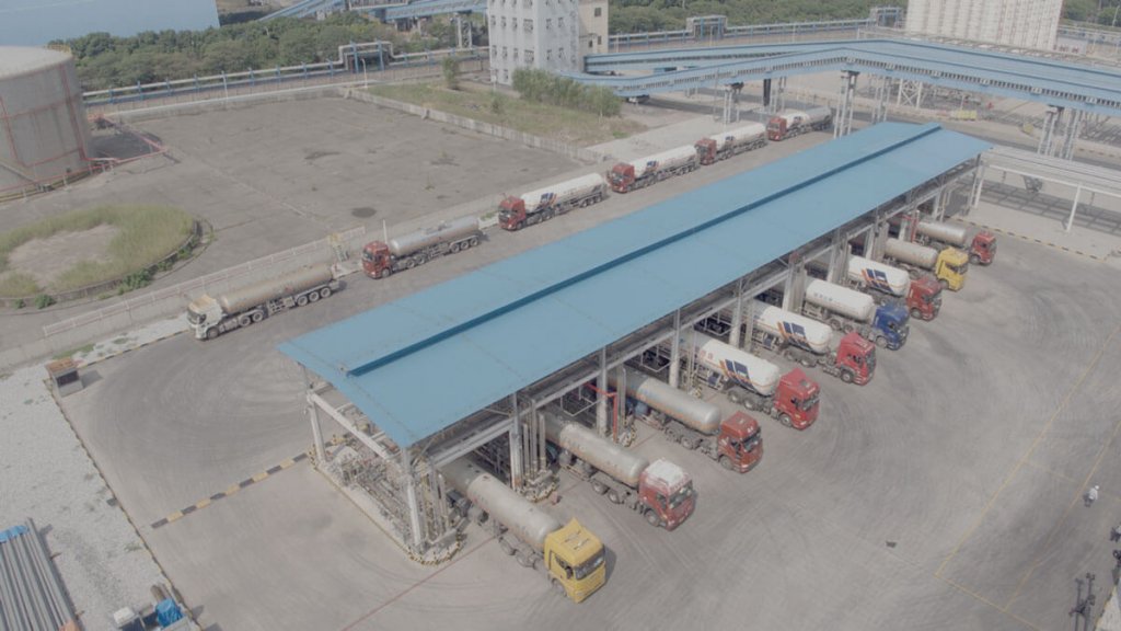 Chemical trucks loading area